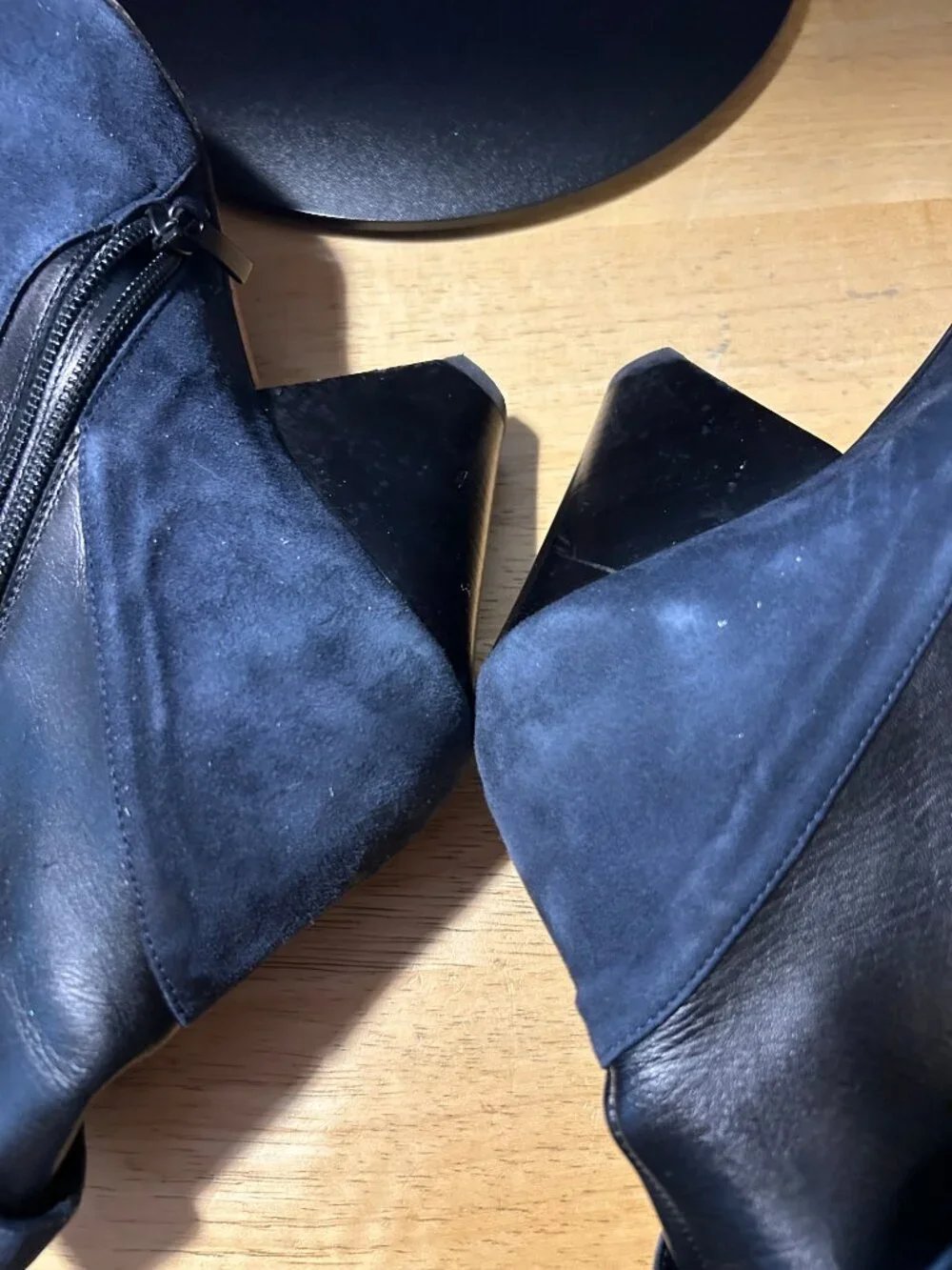 Womens Veronica Beard Laurel Navy Suede Cone Heeled Ankle Booties 38 US/7.5